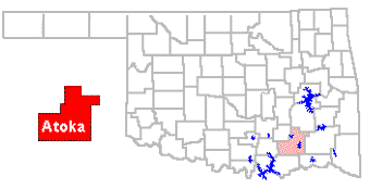 (Map of Southeast Oklahoma with lakes) 